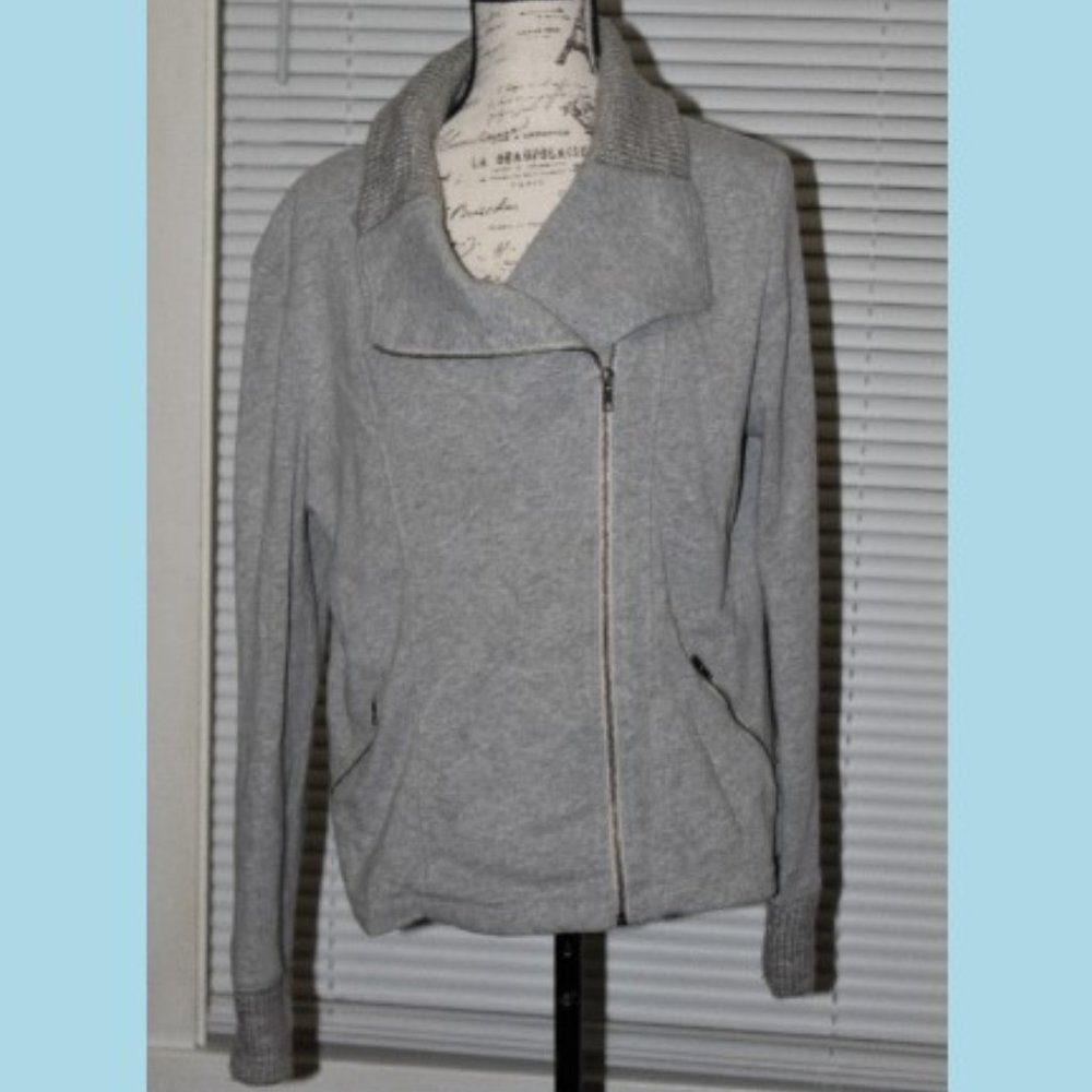 Anthropologie Saturday Sunday Sweatshirt Gray Sweater Knit Cuffs & Sleev…